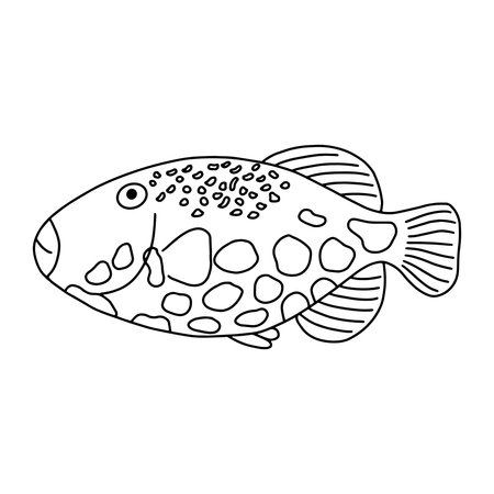 The Fish Of The Sea Or River Coloring Pages For Adults Or Children Black