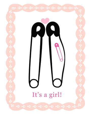 pregnancy announcements with safety pin vector baby girl