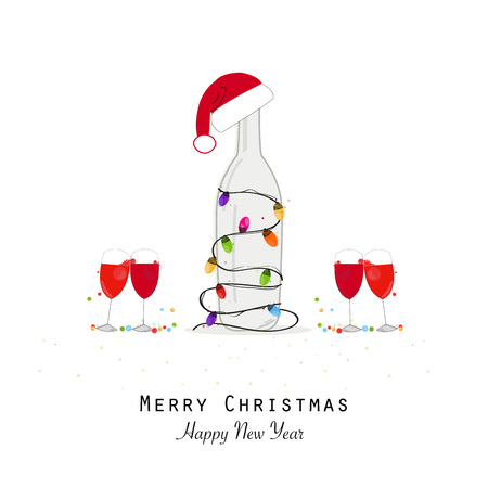 Christmas bulb and santa claus hat Vector Illustration