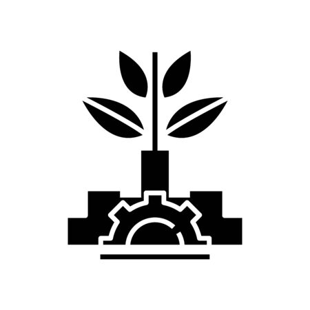 Growing production black icon, concept illustration, glyph symbol, vector flat sign.