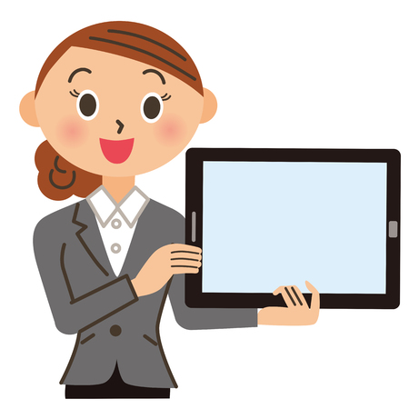 タブレットを持っている女性事務員 のイラスト素材 ベクタ Image