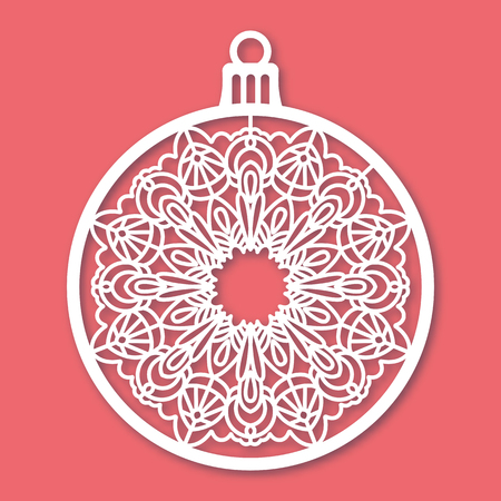 christmas ball with snowflake laser cutting template for greeting paper cutting templates free