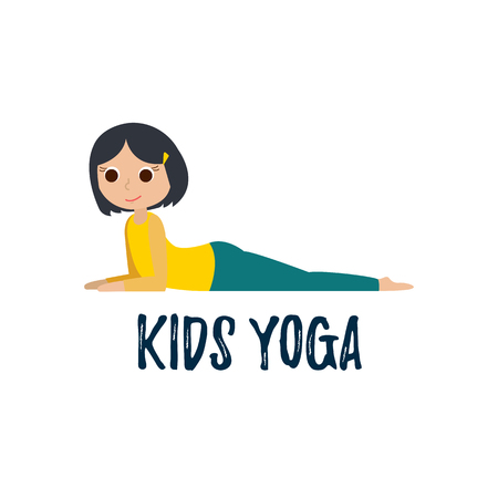 ヨガの男の子 かわいいヨガの子供たちを設定します 白い背景の平面ベクトル イラスト のイラスト素材 ベクタ Image