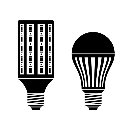 vector LED energy saving lamp bulb symbols - 25427588