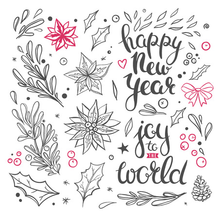 christmas overlays and clipart vector set of seasonal winter greetings and decorative floral elements isolated - Christmas Overlays christmas overlays and clipart vector set of seasonal winter greetings and decorative floral elements isolated - Christmas Overlays