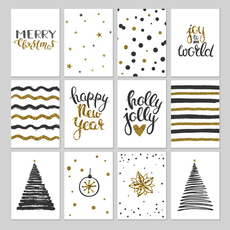 black and gold christmas cards vector gift tags labels and