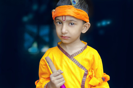 portrait of little lord krishna kanhaiya indian asian cute child