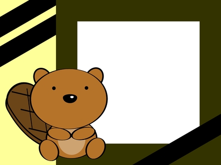 非常に簡単に編集するベクトル形式のかわいい愛赤ちゃん男の子と女の子ビーバー漫画背景 のイラスト素材 ベクタ Image