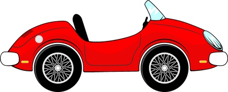 変な赤いコンバーチブル車漫画の白い背景で隔離 の写真素材 画像素材 Image