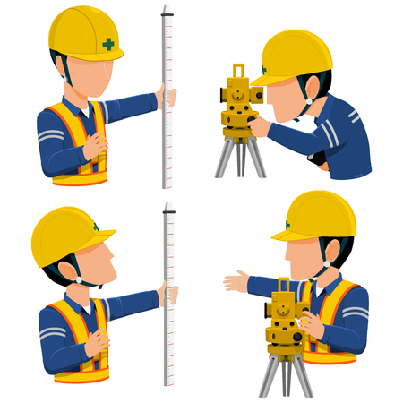 検査官は工事現場や工場 パトロールします のイラスト素材 ベクタ Image