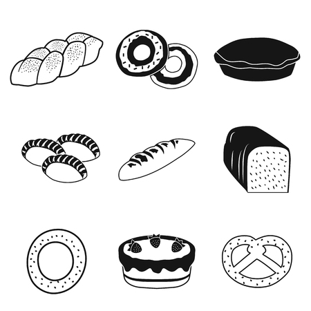 パン パン製品の白黒コレクションのイラスト素材 ベクタ Image