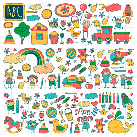 幼稚園画像手書き画像のベクトルを設定のイラスト素材 ベクタ Image