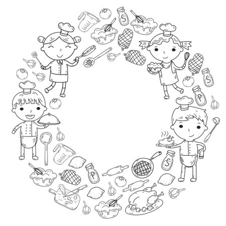 Cute Kids Chef Auf Weissem Hintergrund Kinder Kochen Kuchenkinder