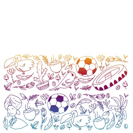 Brazil Vector Pattern With National Symbols Background For