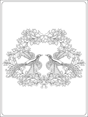 Decorative Flowers And Birds Coloring Book For Adult Older Children Page