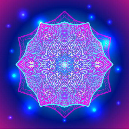 mandala sacred geometry symbol in neon colors royalty free cliparts