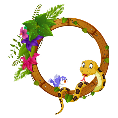 Snake and bird on frame