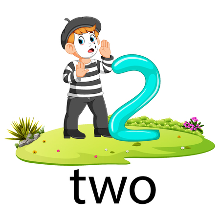 Pantomime with the 2 balloon number and text with different posing
