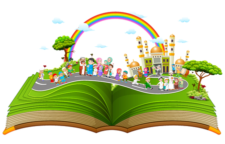 The beautiful story book with the muslim people on it