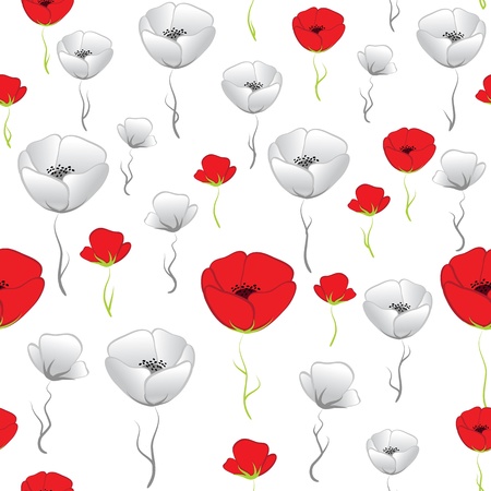 花のシームレスな背景ポピー ベクトル アート ボーダー パターン ビンテージ花柄壁紙かわいいフェミニンな細工はかなり のイラスト素材 ベクタ Image