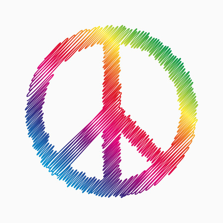 Doodle Peace symbol with rainbow fill - 46527502