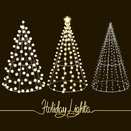 glowing christmas trees sculptures made of small large and star shaped garlands over - Small Metal Christmas Tree glowing christmas trees sculptures made of small large and star shaped garlands over - Small Metal Christmas Tree
