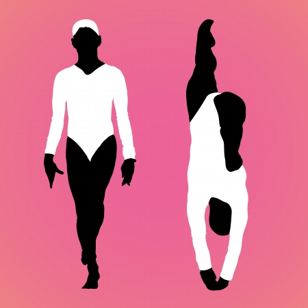 vector illustration of a girls gymnast silhouettes vector