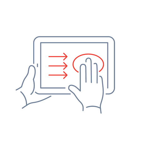 2 本の指ジェスチャー スワイプ タッチ スクリーン上でベクトルの線形タブレット アイコン フラットなデザイン細い線青と赤モダンなイラストや白い背景で隔離のインフォ グラフィックのイラスト素材 ベクタ Image 2 本の指ジェスチャー スワイプ タッチ スクリーン上でベクトルの線形タブレット アイコン フラットなデザイン細い線青と赤モダンなイラストや白い背景で隔離のインフォ グラフィックのイラスト素材 ベクタ Image