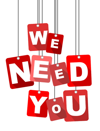 Red vector flat design background we need you. it is well adapted for web design. Stock Photo