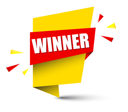 winner banner in yellow and orange vector illustration royalty