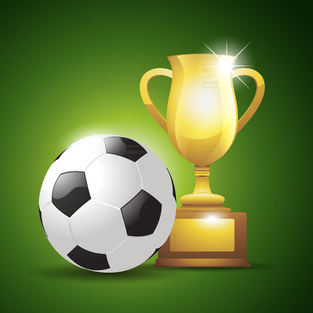 Fußball Und Cup, Fußball-Trophäe; Fußball-Cup Mit Grünem Hintergrund, Fußballspiel Lizenzfrei nutzbare SVG, Vektorgrafiken, Clip Arts, Illustrationen. Image 61193536.