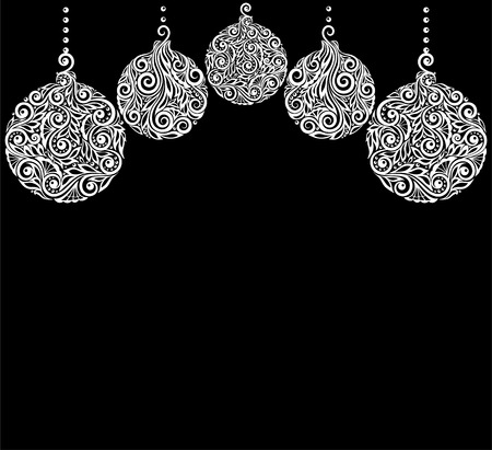 beautiful monochrome black and white christmas background with black and white christmas balls