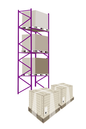 商品の保管のための木枠または貨物ボックスと貨物棚のイラスト のイラスト素材 ベクタ Image 23563564