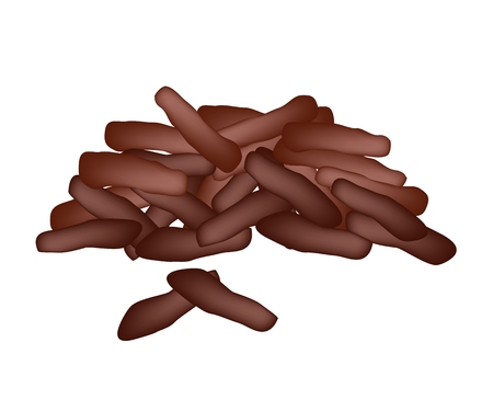 伝統的な和菓子 かりんとう小麦粉 酵母 白い背景で隔離の黒糖から作られました のイラスト素材 ベクタ Image