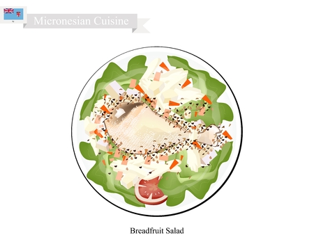 ミクロネシア料理 パンノキの実サラダ地鶏伝統的なポテトサラダと同様のイラスト パンノキの実 チョップ卵 マヨネーズ マスタード 白コショウ 塩 ガーリック パウダー 玉ねぎシーズンから成っています マイクローンで最も人気のある料理の一つ のイラスト素材 ミクロネシア料理 パンノキの実サラダ地鶏伝統的なポテトサラダと同様のイラスト パンノキの実 チョップ卵 マヨネーズ マスタード 白コショウ 塩 ガーリック パウダー 玉ねぎシーズンから成っています マイクローンで最も人気のある料理の一つ のイラスト素材