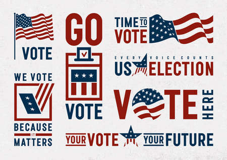Usa election motivation typography and logos set. vector illustration with transparency.