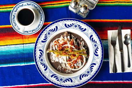 Mole mexicano, poblano mole ingredients, mexican spicy food traditional in mexico. Stock Photo