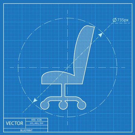 Blueprint Icon Of Office Chair Royalty Free Cliparts Vectors And