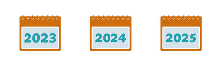 2023 2024 and 2025 calendar icon set editable flat vector illustration