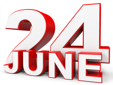 6 月 24 日 白い背景の上の 3d テキストです イラスト の写真素材 画像素材 Image