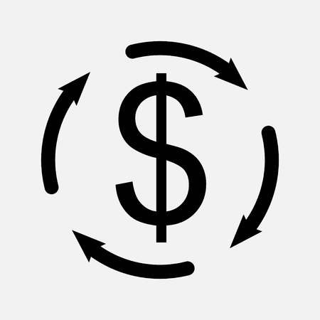 dolar: sign dolar turnover of money, money by the arrow, the image mobile, money concept, fully editable vector image