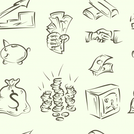 Bag of gold coins: mẫu trang trí liên doodle tài chính tập