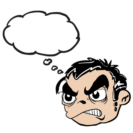 怒っている少年の頭と思ったバブル漫画イラスト のイラスト素材 ベクタ Image