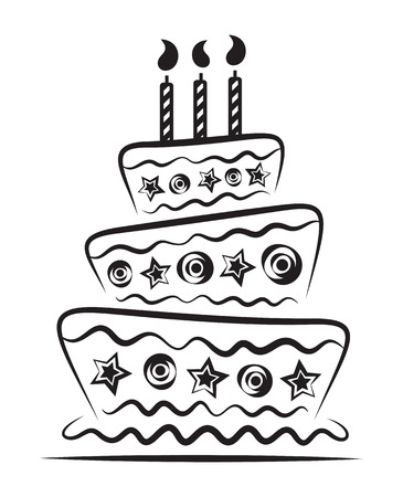 誕生日ケーキ ベクトル図の黒いシルエット のイラスト素材 ベクタ Image