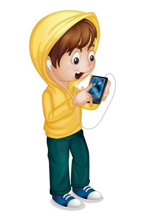 Illustration of boy using a tablet pc