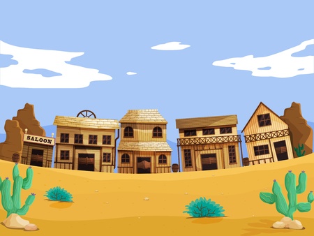 Wild west illustration scene with detail Vector Illustration