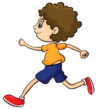 Illustration of a boy running on a white background