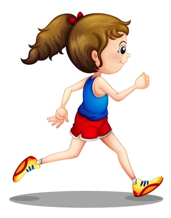 Illustration of a young girl running on a white background