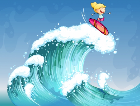 Illustration of a girl surfing
