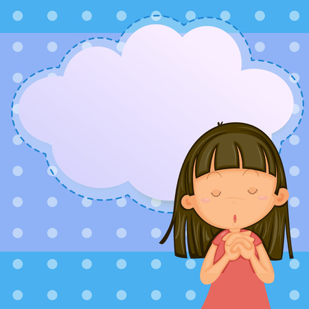 Illustration of a card template with a young girl